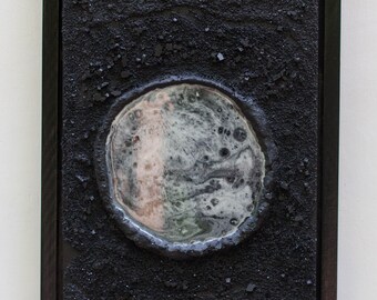 A la Luna Original Enmarcado Lienzo de Madera Arte Abstracto