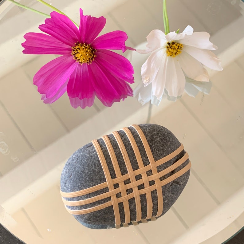 Natural Rock Wrapped With Japanese Basket Weave Zen Gift Etsy