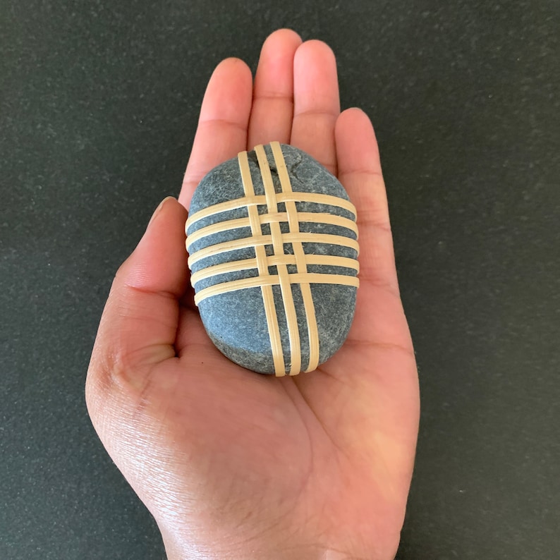 Natural Rock Wrapped With Japanese Basket Weave Zen Gift Etsy