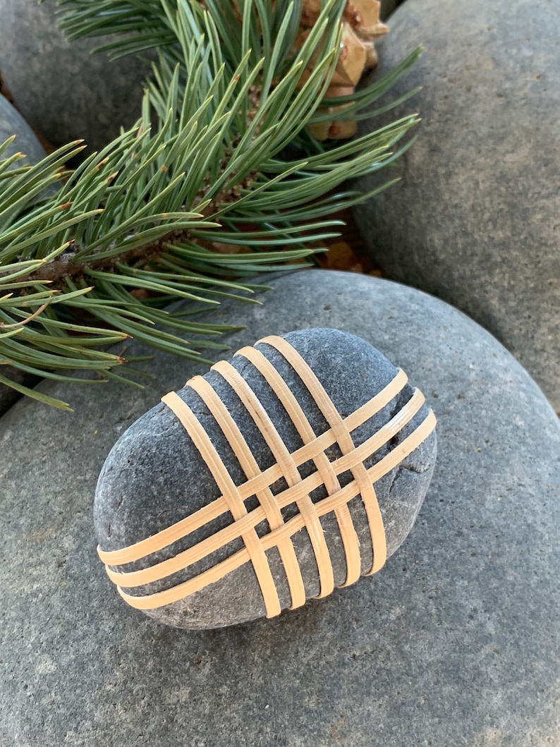 Natural Rock Wrapped With Japanese Basket Weave Zen Gift Etsy