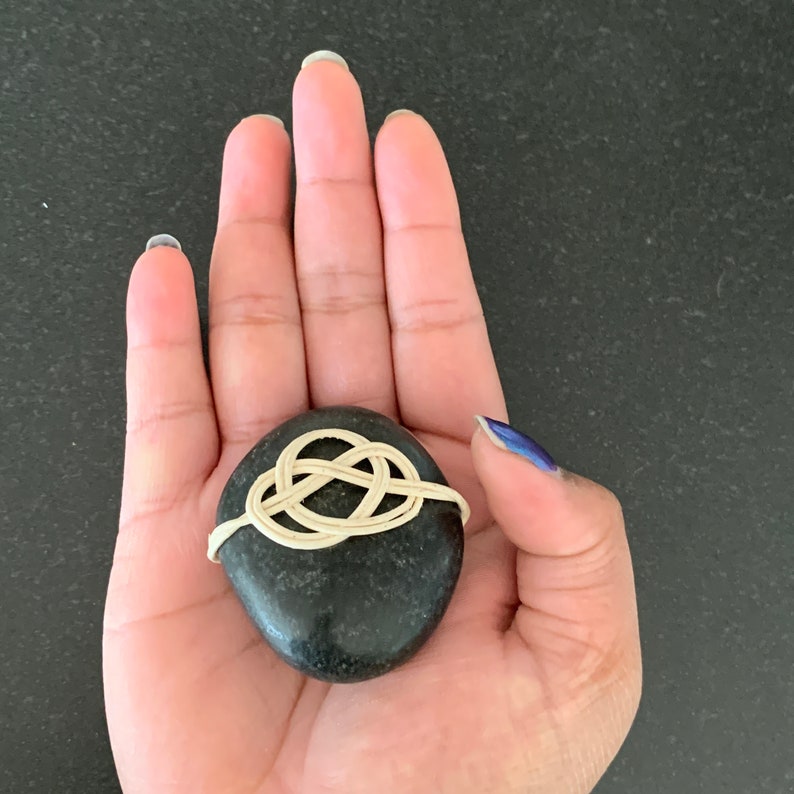 Love Knot Wrapped Rock Zen Stone With Cane Wrap Japanese Etsy