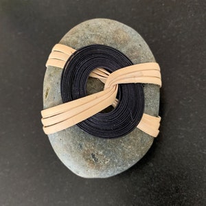 Natural Rock Wrapped with Japanese Coil Knot - Zen Gift, Office Desk Table Accessory, Southwest Art Decor