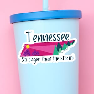 Adesivo do estado de Tennessee Strong, alívio do furacão Helene, adesivo do Tennessee, adesivo Stronger than the Storm,