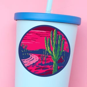 Arizona State Sticker, Desert Saguaro Cactus Arizona Sticker, Saguaro National Park Sticker, Hiker gift, Desert lover gift, Saguaro Cactus