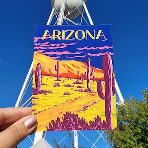 Weg in der Wüste Saguaro Kaktus Wüstenlandschaft Arizona Mountains Postkarte, Arizona Besucher Geschenk, Postkarte für Familie