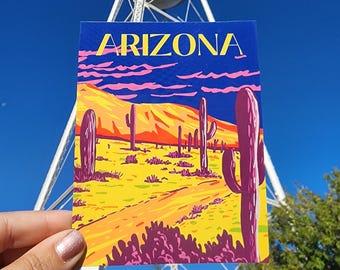 Saguaro Cactus Desert Postcard: Arizona Landscape Art
