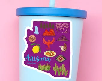 Arizona State Sticker: Waterproof Desert Vinyl Decal (3 inch)
