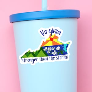 Adhesivo del estado de Virginia Strong, ayuda por el huracán Helene, adhesivo de Virginia, adhesivo más fuerte que la tormenta, montañas Blue Ridge