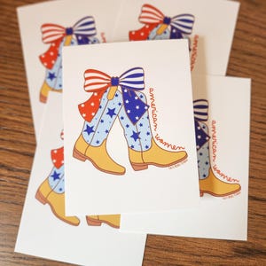 Carte postale de femmes américaines, carte postale de bottes, bottes americana, carte americana