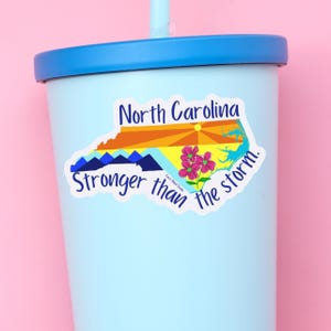 Adhesivo de Carolina del Norte, estado fuerte, ayuda por el huracán Helene, adhesivo de Carolina del Norte, adhesivo más fuerte que la tormenta, Ashville, Boone