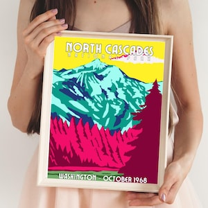 North Cascades National Park Art Print, Washington State Art Print, National Park gift, Washington state gift, Washington souvenir