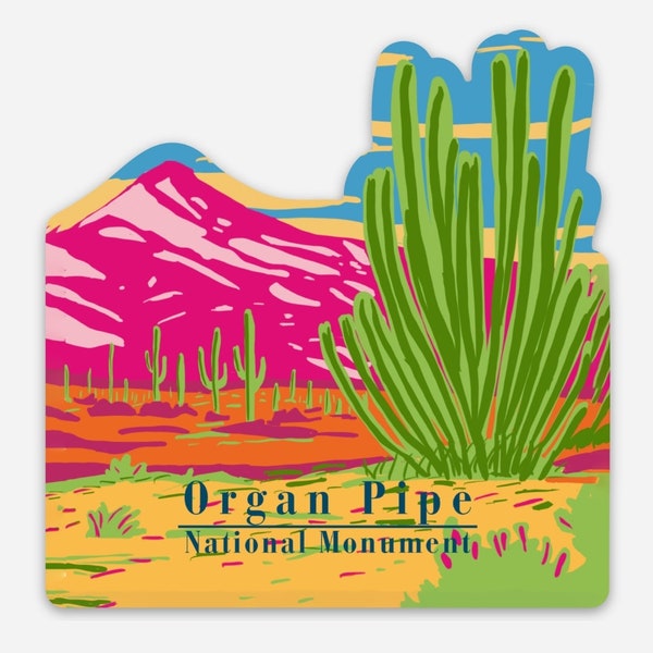 Organ Pipe Whimsical Vinyl Sticker Decal | Organ Pipe Cactus National Monument | National Park Sticker | Waterproof Dishwasher Safe