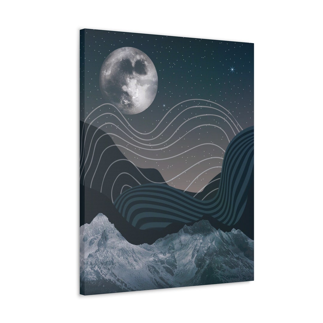 Mountains & Moon Canvas Print - Etsy
