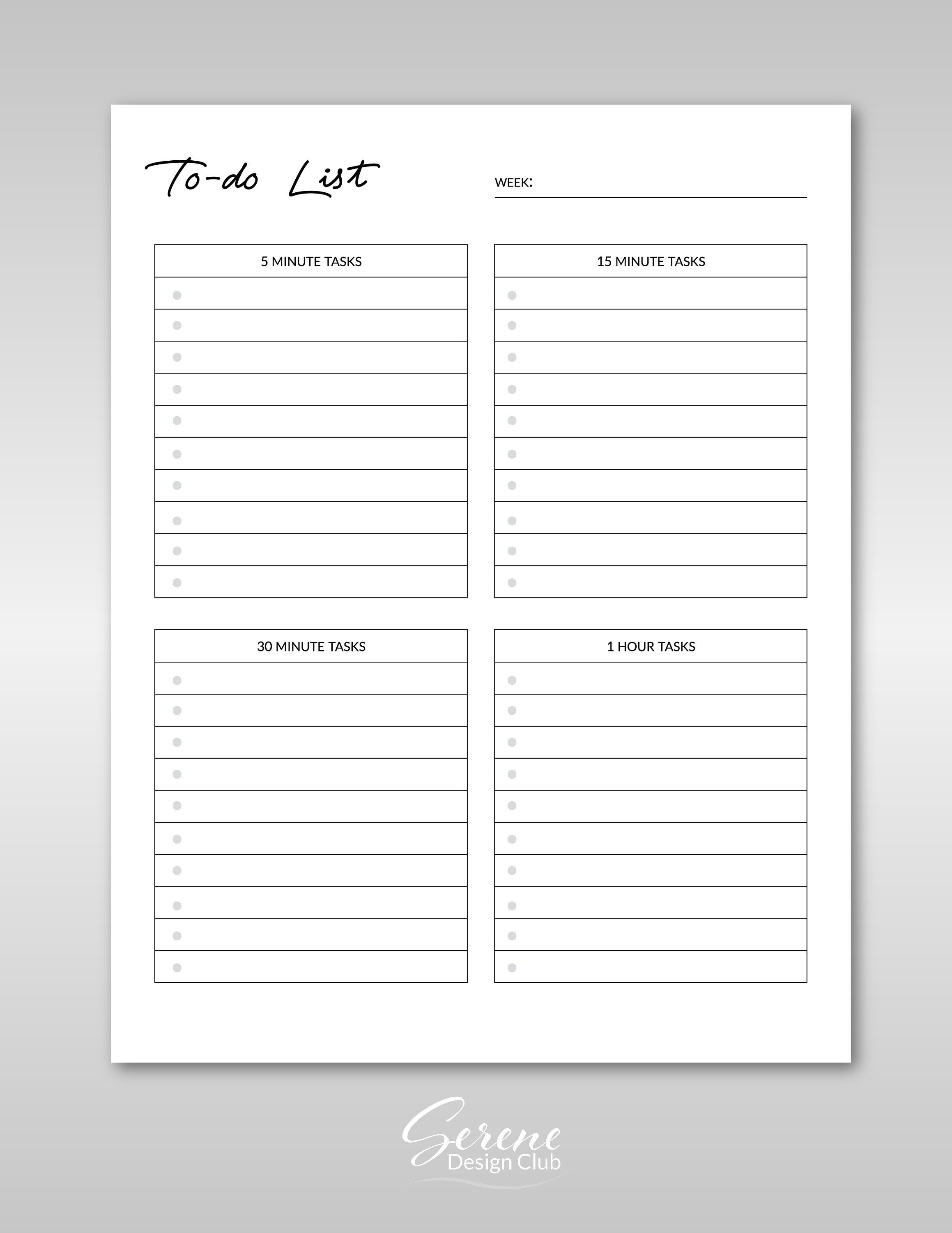 simple to do list printable