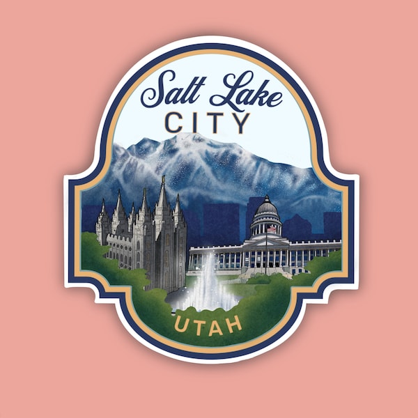 Vintage  Inspired Salt Lake City Sticker | Retro Utah | Waterproof | Travel Decal |