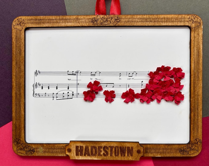 Hadestown "Wait For Me" Framed Sheet Music with Handmade Paper Flowers