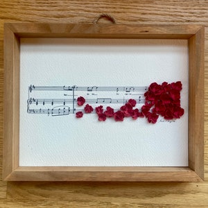 Hadestown “Wait For Me” Sheet Music Bar with Handmade Flowers | Paper Art | Broadway Fan Decor |