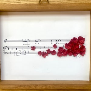 Hadestown “Wait For Me” Sheet Music Bar with Handmade Flowers | Paper Art | Broadway Fan Decor |