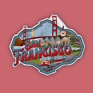 Vintage  Inspired San Francisco Sticker | Retro California | Waterproof | Travel Decal |