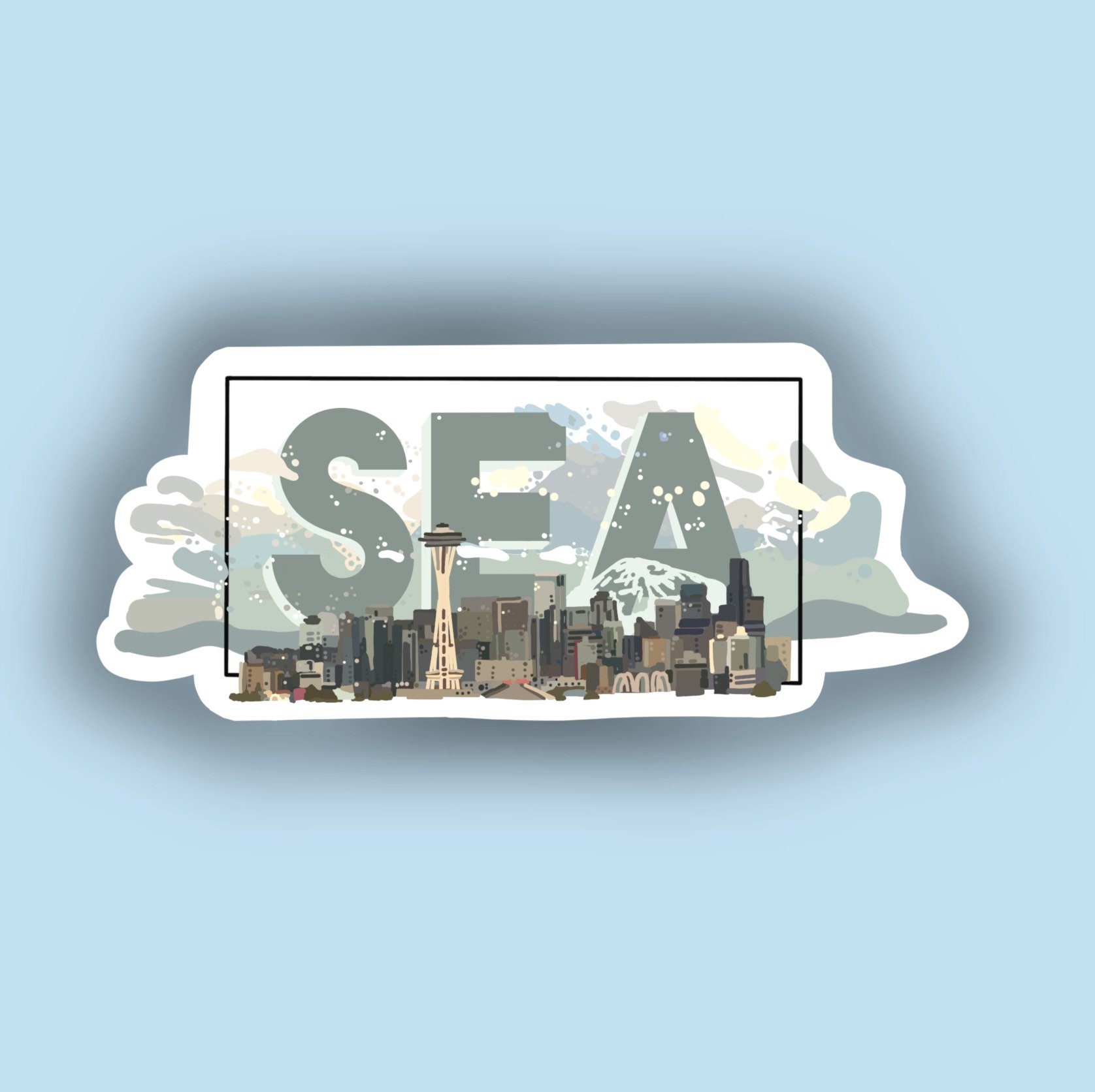 Seattle Sticker City Skyline Waterproof PNW Etsy