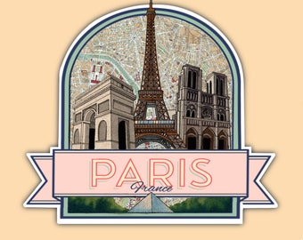 Vintage  Inspired Paris | Retro France | Waterproof | Travel Decal |