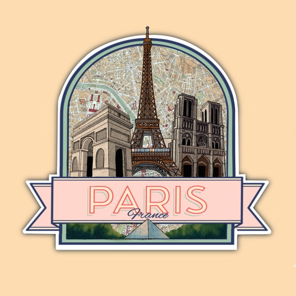 Vintage  Inspired Paris | Retro France | Waterproof | Travel Decal |