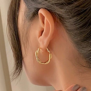 Earrings For Women, Twisted Hoops, Gold Hoop Earrings, Gold Jewelry, Small Hoop Earrings, Gift For Her, Explore Now
