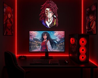 Decoración de pared de Yoriichi Tsugikuni y Kokushibo, letrero de madera de anime, decoración inspirada en Demon Slayer, adorno de pared de manga, arte para sala de videojuegos.