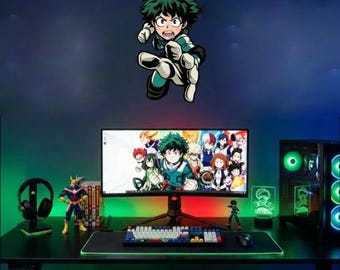 Handgefertigte Holz Anime Held Wandkunst - Gaming-Raum-Dekor, Manga-Stil-Ausschnitt