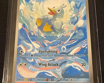 Ducklett pokemon card custom full art illustration hand painted 025/086