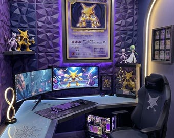 Alakazam Pokemon Kundenspezifische Holzkunstwerk | Kinderzimmer Dekor | Pokemon Fanart | Spielzimmer Dekoration
