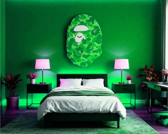 Cuadro decorativo de camuflaje hecho a mano – Pintura urbana pop que marca tendencia.