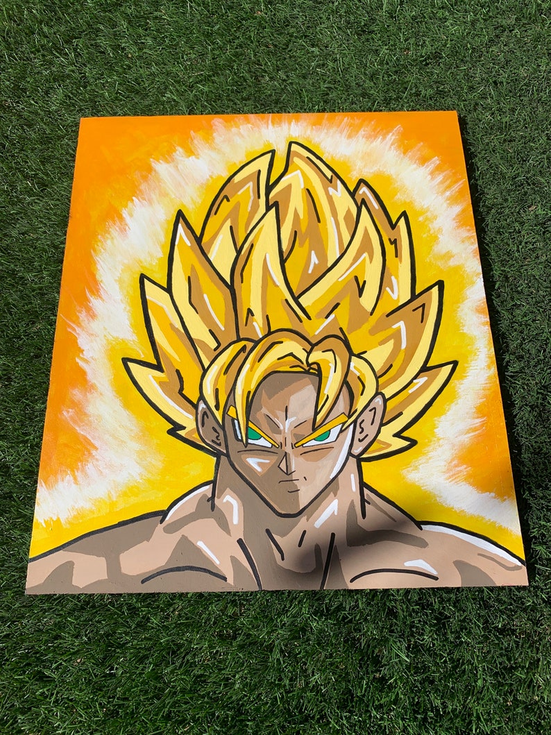 Handmade Goku Super Saiyan Acrylic Painting on Wood, Anime Fan Art - Etsy