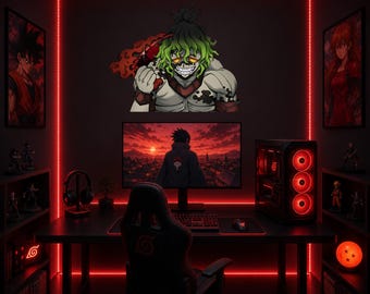 Cuadro de madera de Gyutaro, decoración de anime inspirada en Demon Slayer, recorte de madera del demonio de la Luna Superior, adorno de pared para sala de juegos, arte de pared de manga