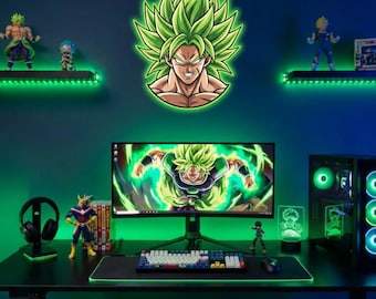 Handgemaakte houten muurkunst Dragon Ball Z | Met hars gecoate Goku Vegeta Broly-decor