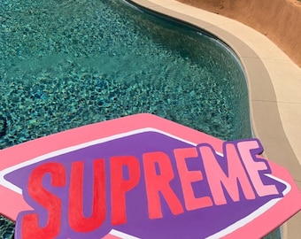 Handmade Supreme Wood Sign, Street Art, Teen Room Decor