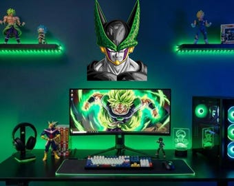Dragon Ball Z Cell Holz Wandbild | Handgemachtes Anime Dekor, harzbeschichtet