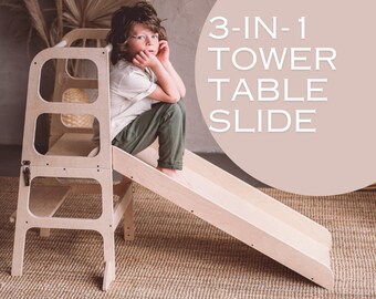 3in1 Learning stool Kitchen Tower Table Slide Lernturm Safe toddler learning Kitchen Tower Montessori helper tower Convertible Helper Tower
