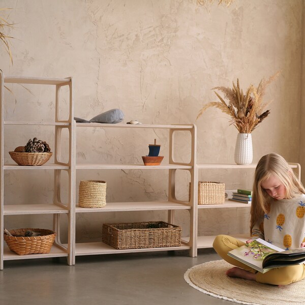 Montessori Toy Shelf, Set of Three Shelves, Toy Shelf, Children Toy Shelf, Montessori Furniture, Kids Toy Storage, Kids Open Shelf