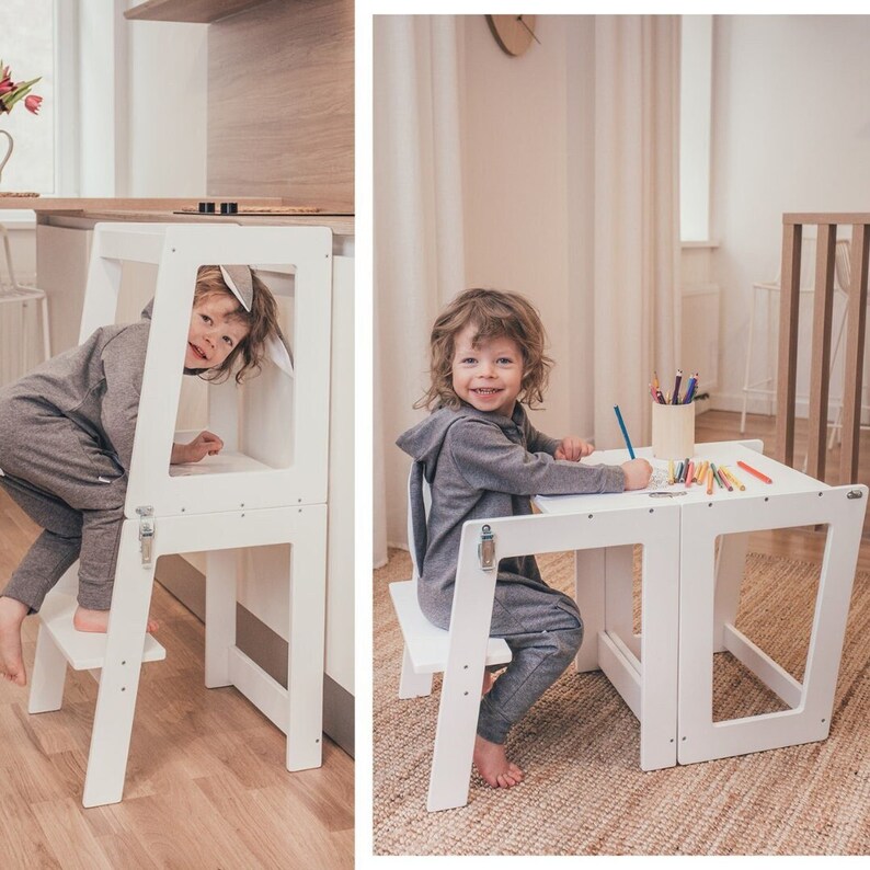 Kitchen Tower 2in1 Montessori Tower Table and Chair Etsy