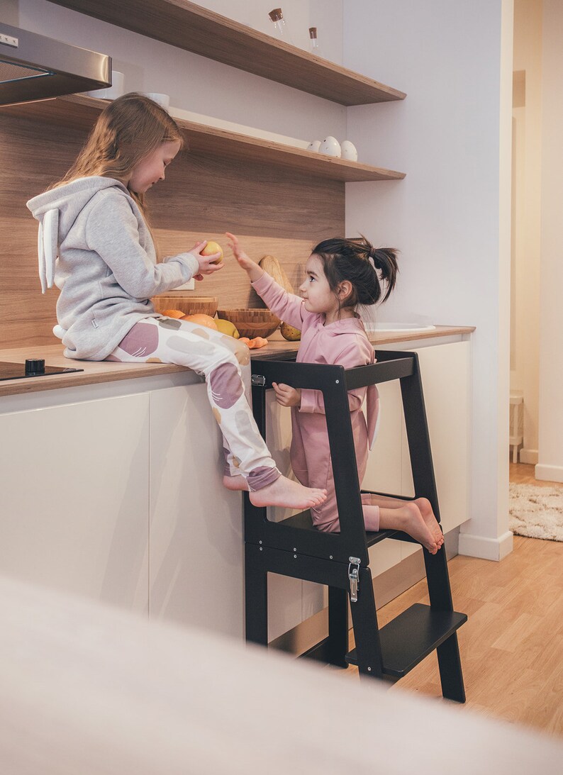 2in1 Kitchen Tower Table and Chair Montessori Helper Tower Etsy