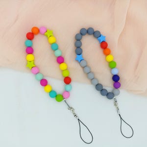 Correa para teléfono con cuentas gruesas, cordón para teléfono antiestrés, abalorios antiestrés, correa de silicona para teléfono, linda cadena para teléfono
