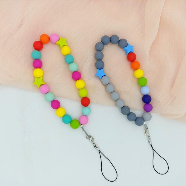 Großer Perlen-Anhänger/Handyanhänger: Silikon-Armband