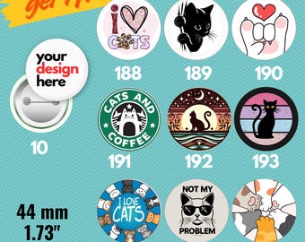 Funny Cat Pin Badge, Custom Pinback Button (44mm)