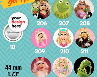 Przypinki Miss Piggy i Kermit 44 mm, kolekcjonerskie przypinki Muppet Show, przypinki z postaciami z kreskówek, prezent nostalgiczny