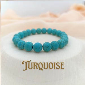 Turquoise Beaded Bracelet, 8mm Blue Gemstone Bracelet, Healing Stretch Handmade Bracelet, Womens Bracelet, Mens Bracelet, Gift idea