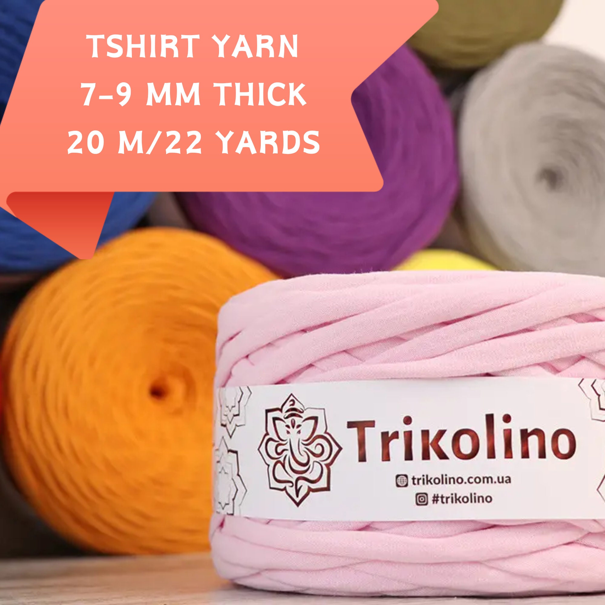 Recycled T-shirt Yarn. T-shirt Yarn. Crochet Cotton Yarn. Textile Yarn.  Cotton Yarn for Crocheting and Knitting Baskets, Bags, Rugs, Poufs. 