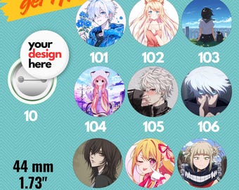 Spilla anime, distintivo personalizzato con personaggio Kawaii (44 mm)