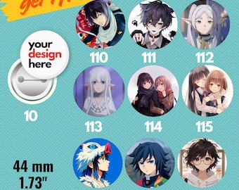 Aangepaste anime-speldknoppen, collectie mangabadges (44 mm)