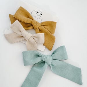 Linnen haarelastiekjes voor schoolmeisjes – 6 kleuren, 3 maten | Handgemaakte haaraccessoires